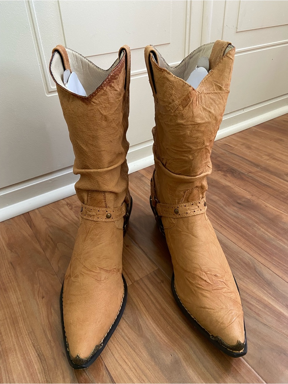 Durango Tan Slouchy Western Harness Boots